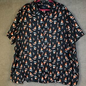 PERRY ELLIS short sleeve Linen Sailboat coastal shirt size 3X